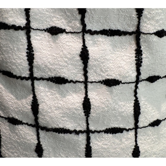 Belle Badgley Mischka Sheath Dress Womens 6 White Black Check Cap Sleeve Office - Picture 7 of 10